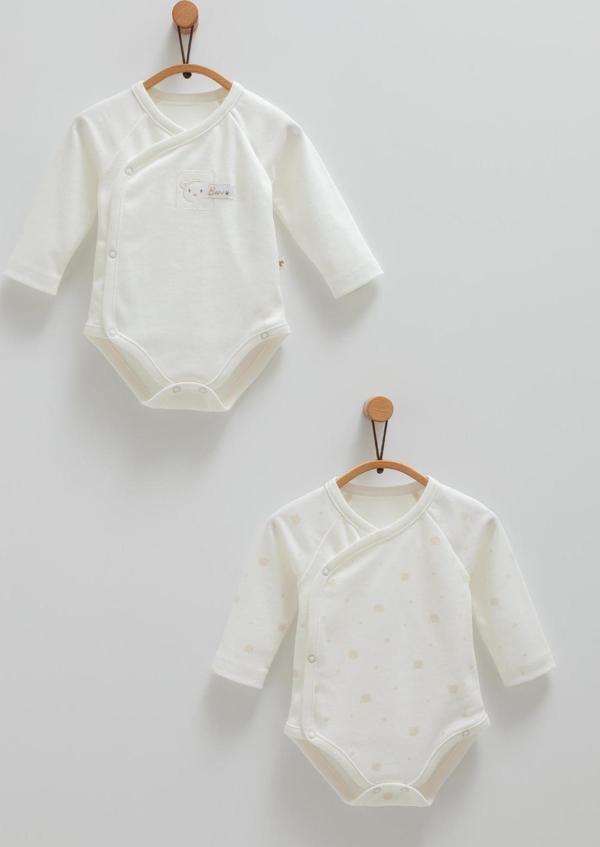 CUTE BEAR ANVELOP ÇITÇITLI İKİLİ BODY - CARAMELL  - BE1461 - Ekru - 6 - 9 Ay - BE1461-Ekru-6 - 9 Ay Ekru - Image 1