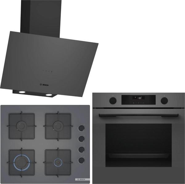 Bosch Antrasit Gri Ankastre Set HUA736EN0T-POP6C9P30O-DWK64PJ70T / Buhar Destekli Ankastre Fırın - Image 1