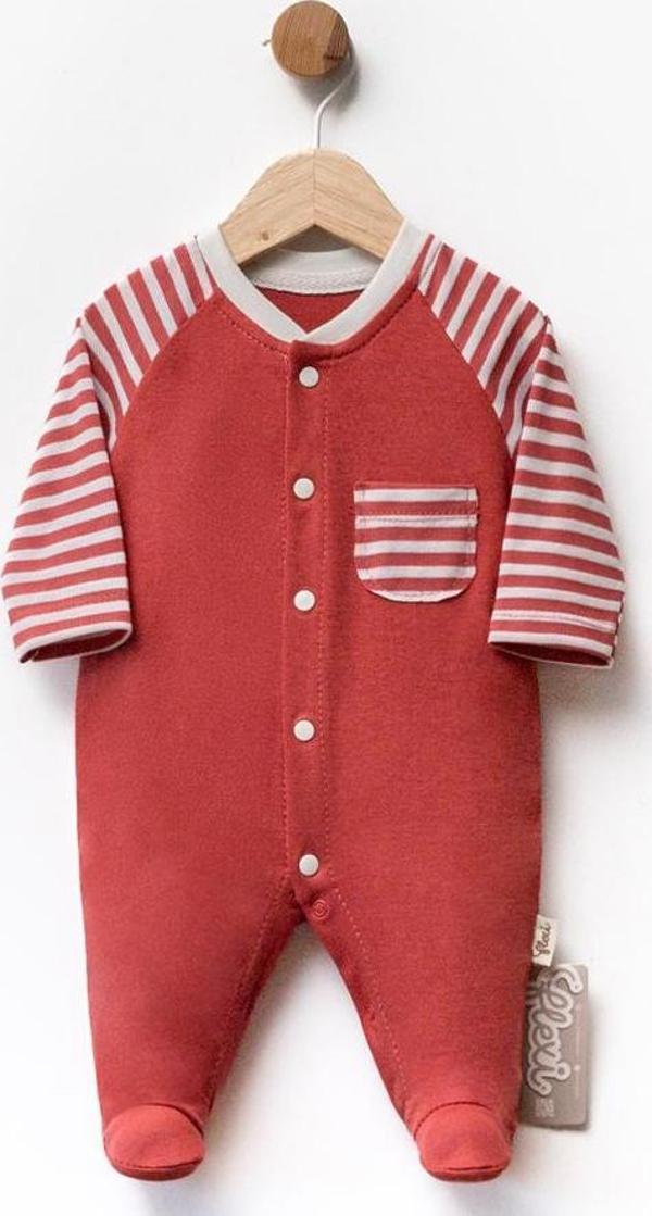 CEPLİ ÇİZGİLİ PATİKLİ İKİ İPLİK TULUM - Kiremit - 1 - 3 Ay - FLE252440-Kiremit-1 - 3 Ay Kiremit - Image 1