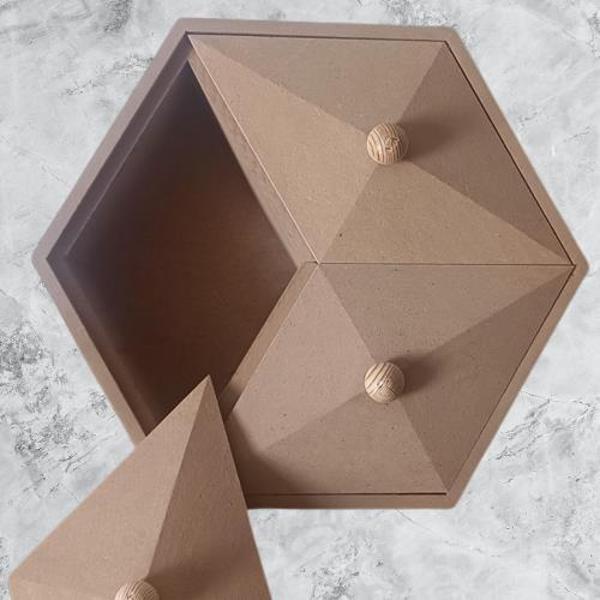 Hobi Adn Piramit Kutu Dekoratif Ahşap MDF HAM CNC Kesim El Yapım - Image 1