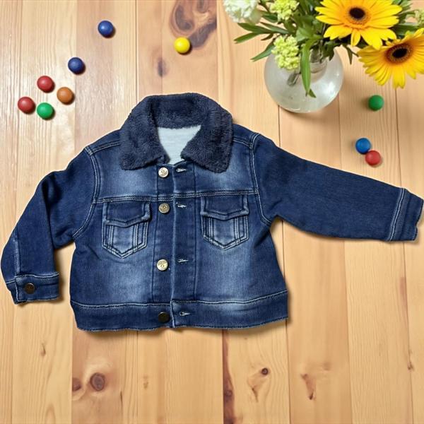 YAKASI KÜRKLÜ KOT MONT - Mavi - 4 Yaş Mavi - Image 1