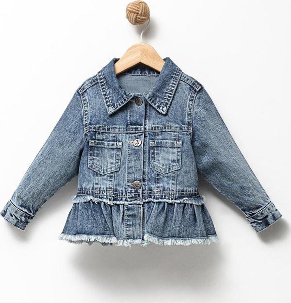 ETEK DETAYLI KIZ DENIM MONT - Mavi - 1 Yaş Mavi - Image 1