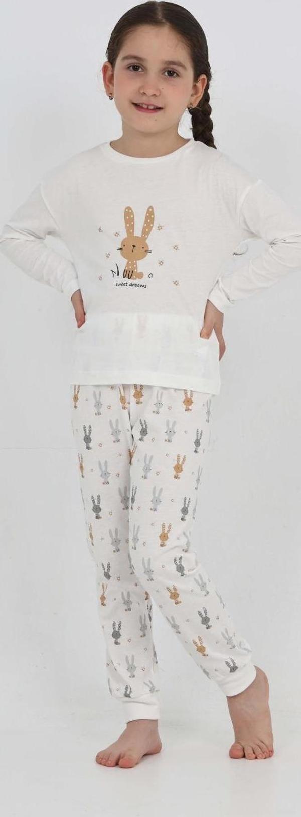 Toontoy Kız Çocuk Tavşan Baskılı Pijama Takım - Image 1