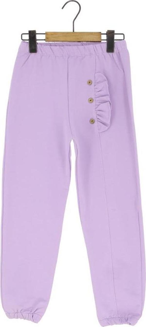 ALT FIRFIRLI DÜĞMELİ İKİ İPLİK EŞOFMAN ALT - Lila - 3 Yaş - WNG10757-Lila-3 Yaş Lila - Image 1