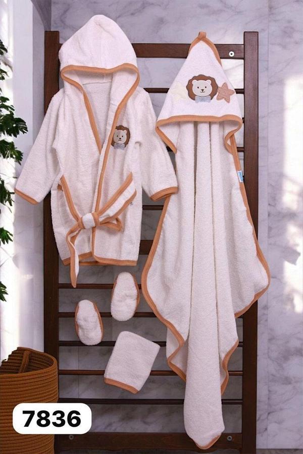 ASLANLI BORNOZ SETİ - Ekru - 0 - 12 Ay Ekru - Image 1