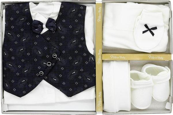 YAN DÜĞMELİ MEVLÜT TAKIM - PNN209-Lacivert-0 - 3 Ay LACİVERT - Image 1