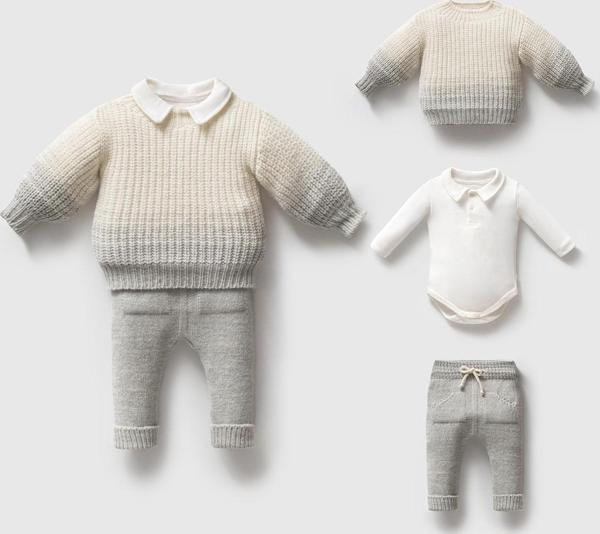 NİPPERLAND SELANİK ÖRGÜLÜ TRİKO ALT ÜST TAKIM - Gri - 6 Ay Gri - Image 1