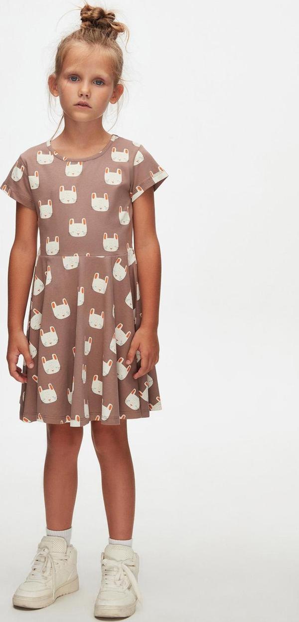 Sleepy Bunny Kız Çocuk Desenli Kısa Kollu Elbise - Image 1