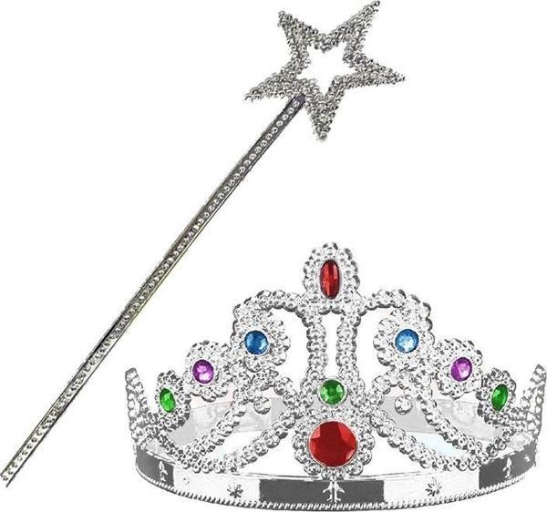 MDB Gümüş Metalize Prenses Tacı ve Yıldız Asası - Image 1