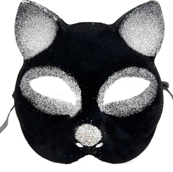 MDB Siyah Gümüş Simli Kedi Maskesi - Image 1