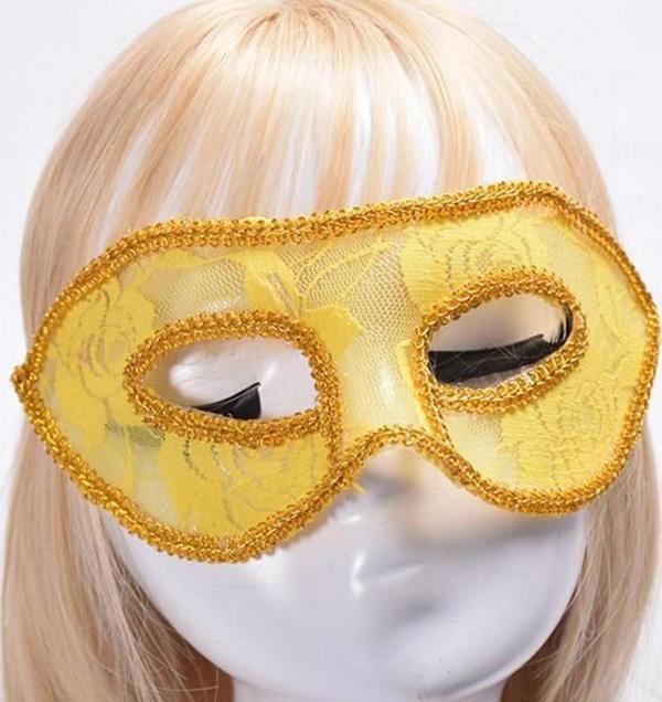 MDB Sarı Dantel Tül Parti Maskesi - Image 1