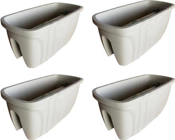 SY-5710 Opal Balkon Küpeşte Saksı 15 Litre Kirli Beyaz 4 Adet - Image 1