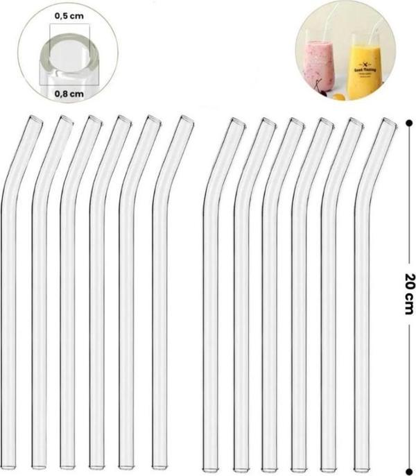 Omnisoft Eğimli Kalın Cam Kokteyl Pipet 12'li - Image 1