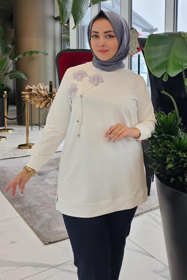 KADIN DİKME VE BAĞUCU DETAYLI TESETTÜR TUNİK - Image 1