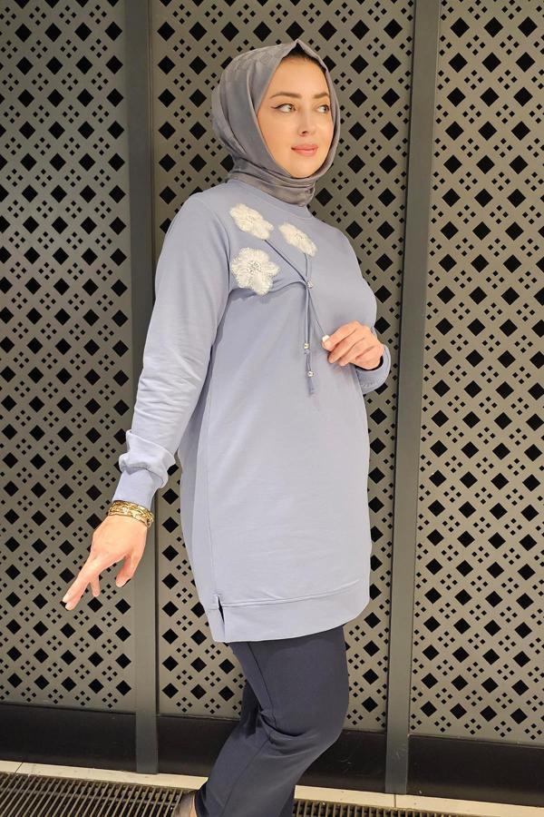 KADIN DİKME VE BAĞUCU DETAYLI TESETTÜR TUNİK - Image 1