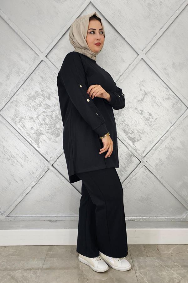 KADIN KOL DÜĞME DETAYLI TESETTÜR TAKIM - Image 1