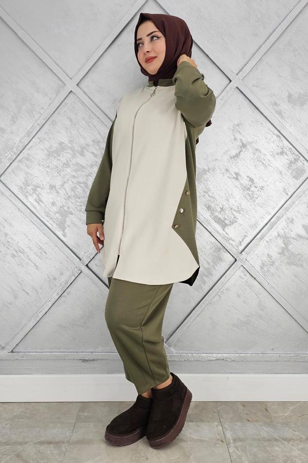 KADIN FERMUARLI DÜĞME DETAYLI TESETTÜR TAKIM - Image 1