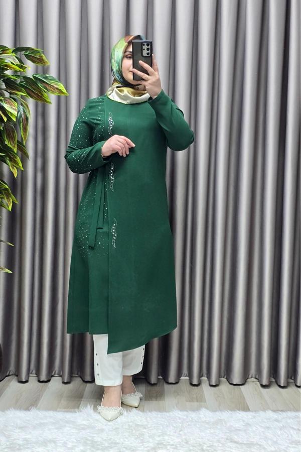 Kadın Tesettür Giyim Krep Abiye Tunik  - Image 1