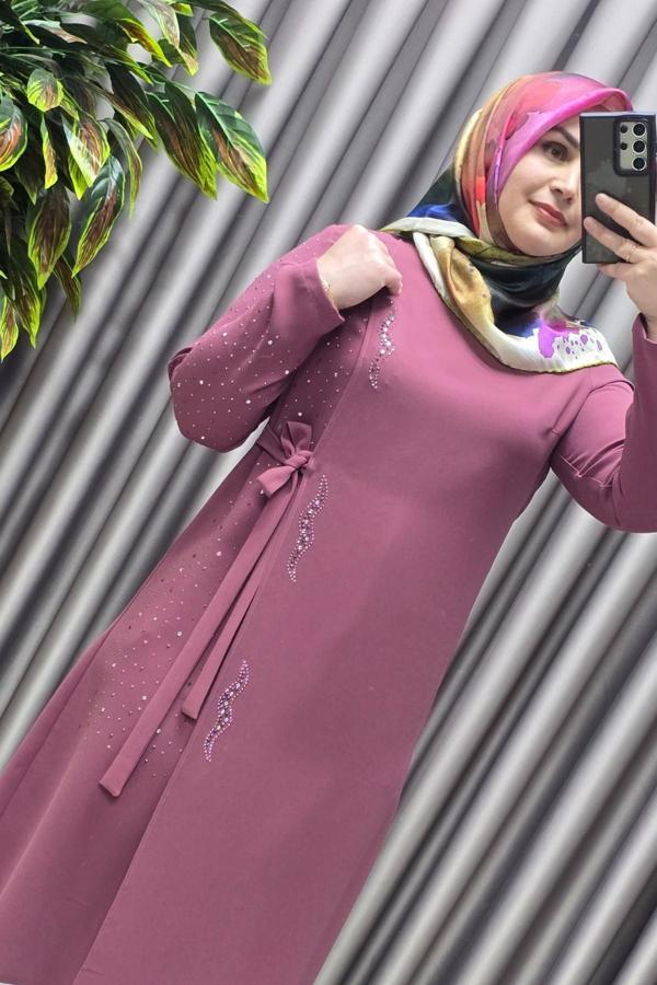 Kadın Tesettür Giyim Krep Abiye Tunik  - Image 1