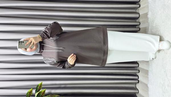 Kadın Giyim Büyük Beden Önü Taşlı Tunik  - Image 1