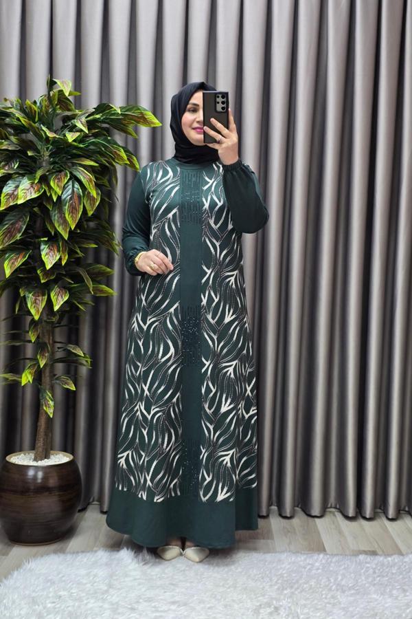 Kadın Tesettür Giyim Büyük Beden Çakma Yelek Elbise  - Image 1