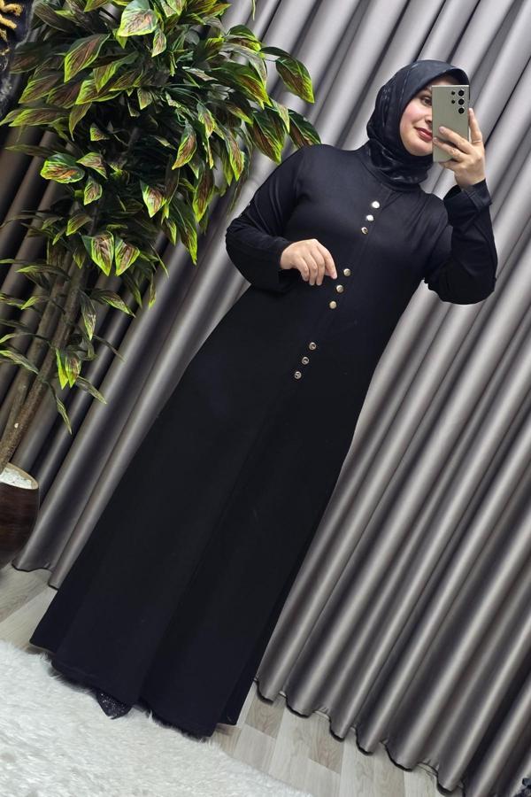 Kadın Giyim Büyük Beden Rivetli Boydan Elbise  - Image 1