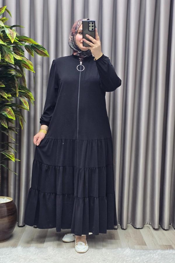 Kadın Tesettür Giyim Büyük Beden  Elbise  Ferace  - Image 1