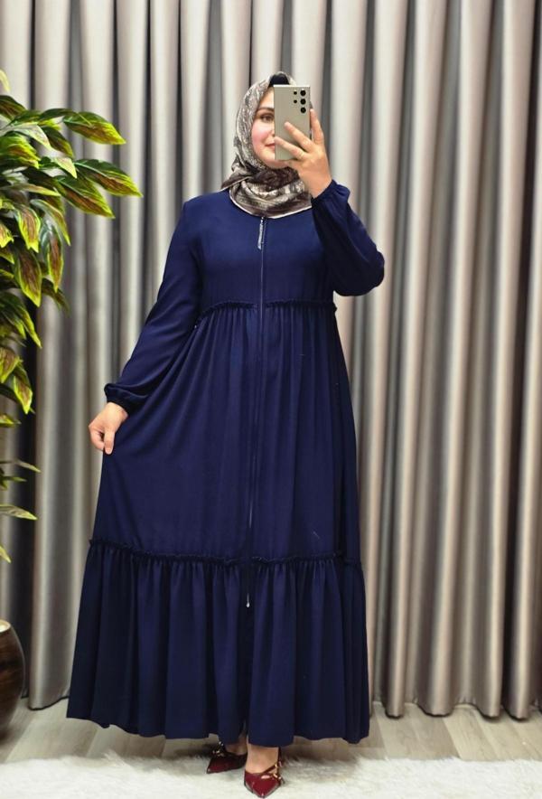 Kadın Tesettür Giyim Büyük Beden İki Katlı Ferace  - Image 1