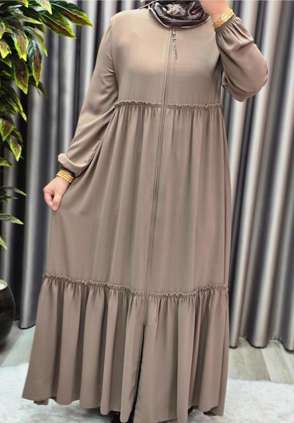 Kadın Tesettür Giyim Büyük Beden İki Katlı Ferace  - Image 1