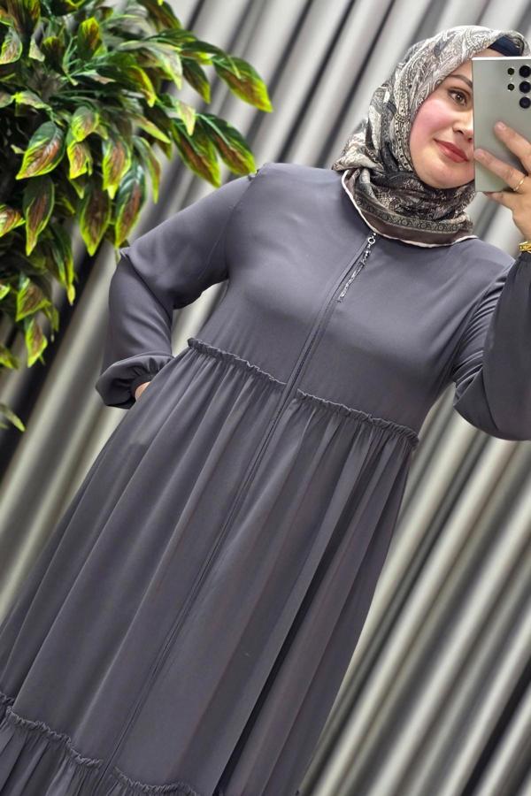 Kadın Tesettür Giyim Büyük Beden İki Katlı Ferace  - Image 1