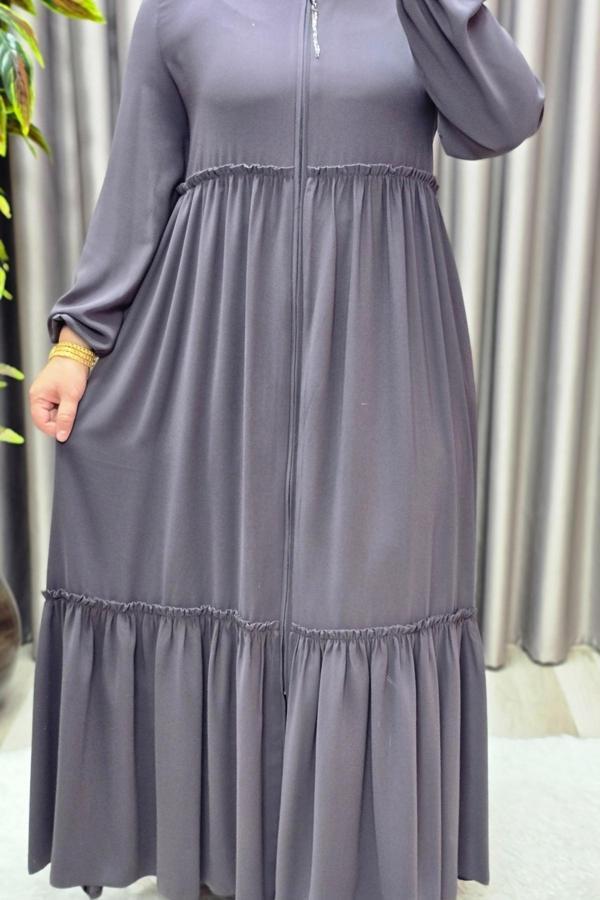 Kadın Tesettür Giyim Büyük Beden İki Katlı Ferace  - Image 1