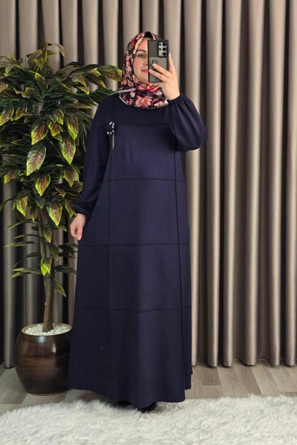 Kadın Tesettür Büyük Beden Giyim Nervür Elbise  - Image 1