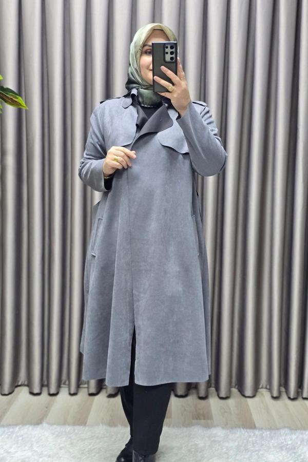 Kadın Tesettür Giyim Büyük Beden Süet Kap  - Image 1