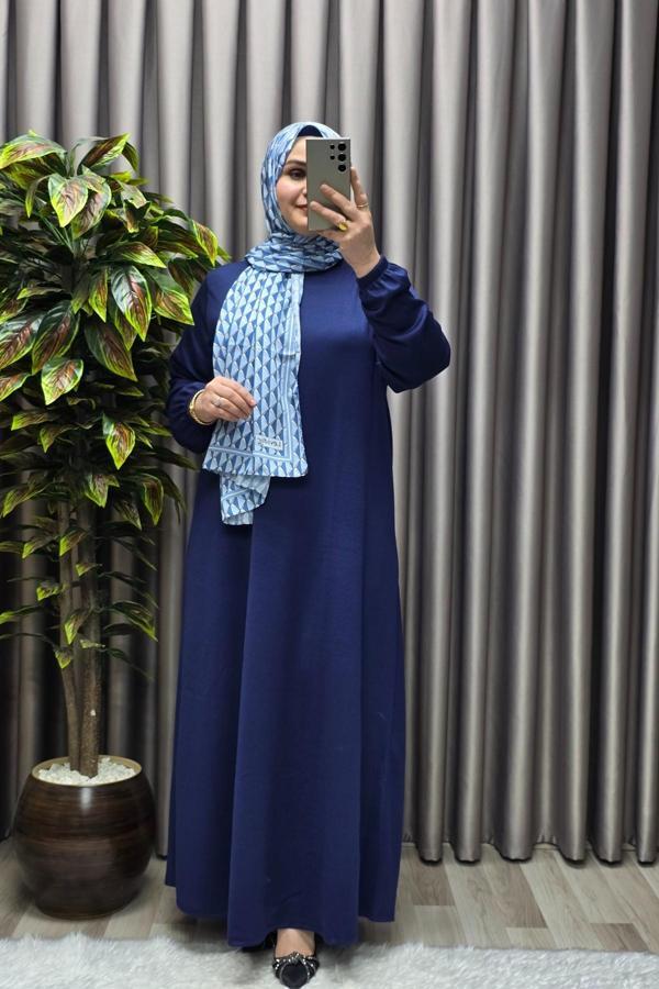 Kadın Büyük Beden Hakim Yaka Fitilli Nevra Elbise  - Image 1