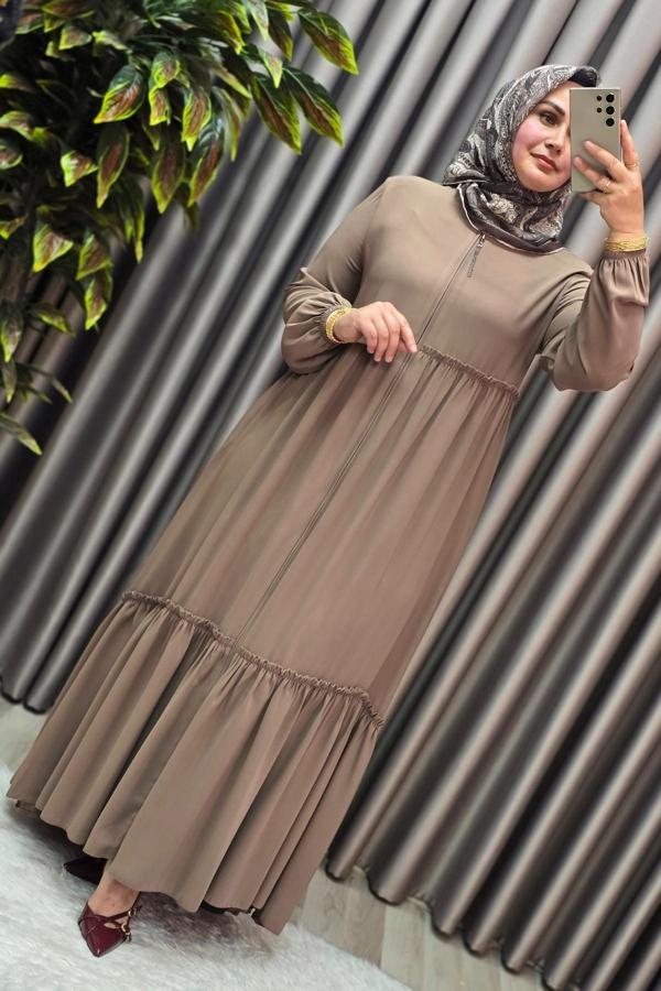 Kadın Tesettür Giyim Büyük Beden İki Katlı Ferace  - Image 1