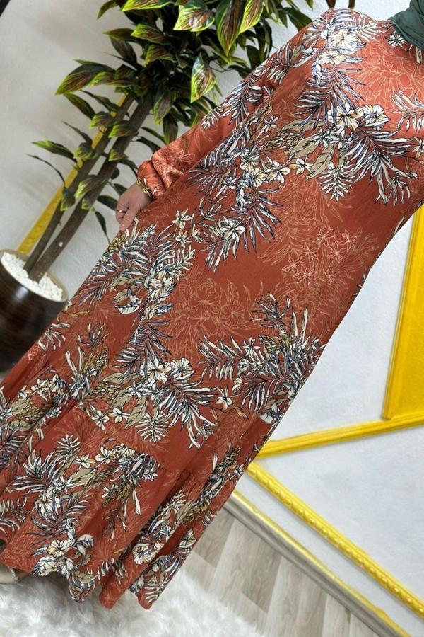 Kadın Tesettür Giyim Büyük Beden Palmiye Fırfırlı Elbise  - Image 1