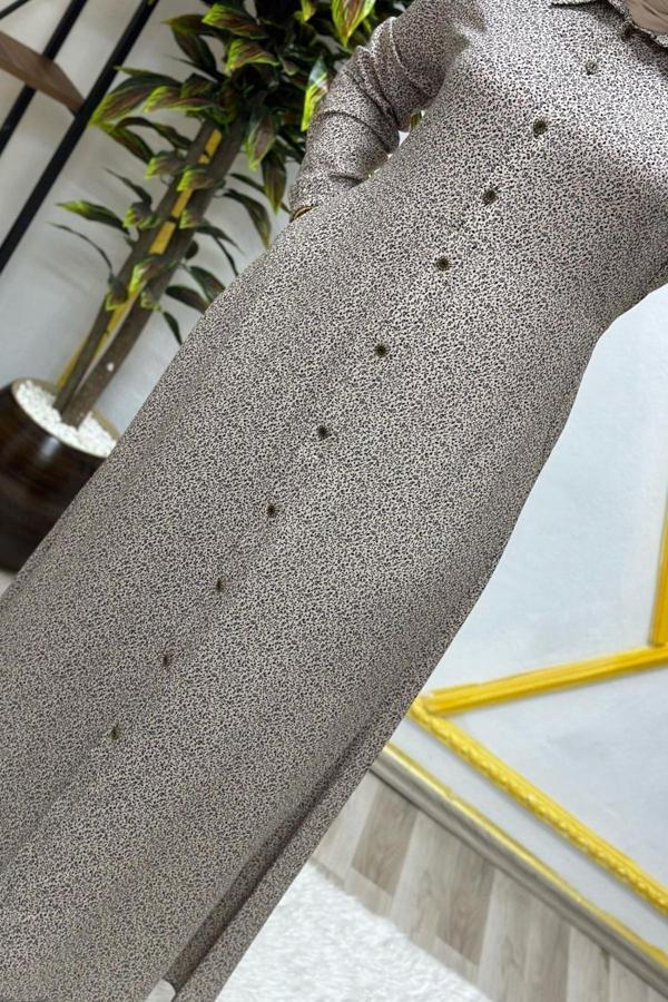 Kadın Tesettür Büyük Beden Giyim Çıtır Desen Gömlek Elbise  - Image 1