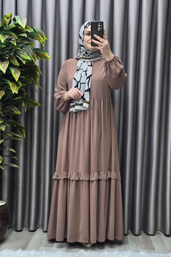 Kadın Tesettür Giyim Endonezya Krebi Fırfırlı  Elbise  - Image 1
