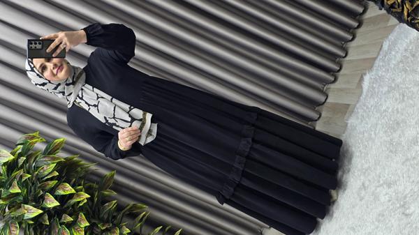 Kadın Tesettür Giyim Endonezya Krebi Fırfırlı  Elbise  - Image 1