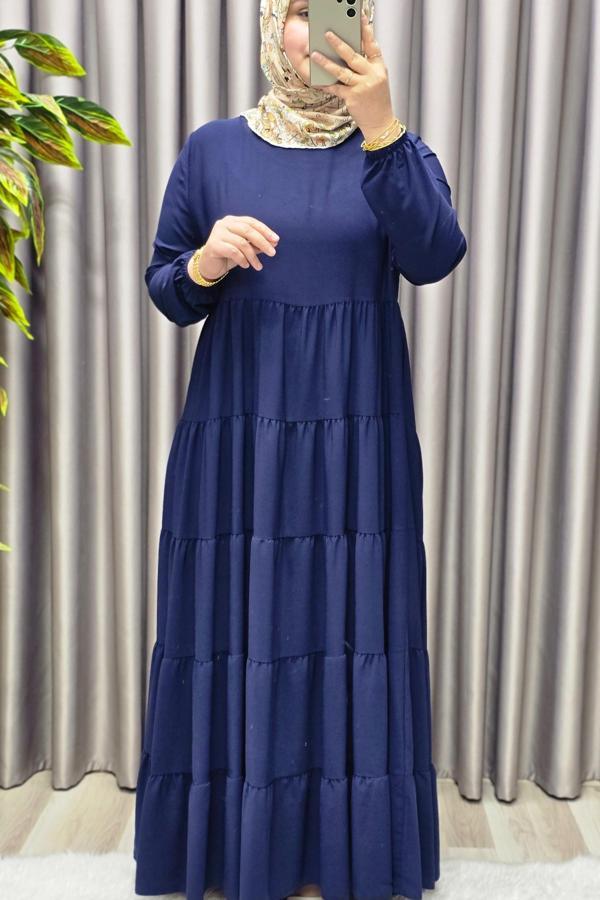 Kadın Tesettür Giyim Büyük Beden 5 Katlı Endonezya Krebi Elbise  - Image 1