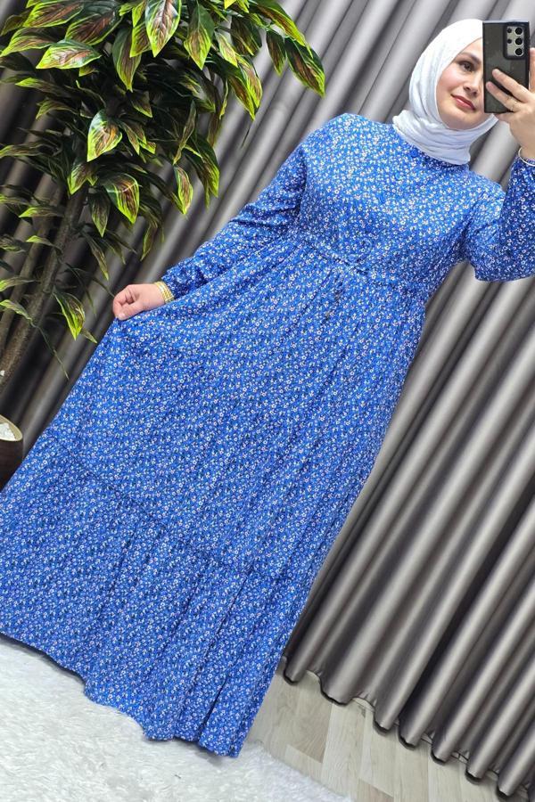 Kadın Tesettür Giyim Yazlık Viscon Üç Katlı Papatya Elbise  - Image 1