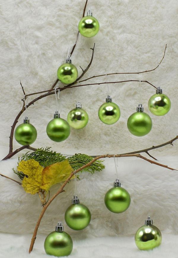 4 cm 12 li Yeşil Cici Top (6 Parlak-6 Metalize) Yılbaşı Ağacı Süs - Image 1