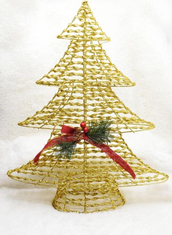 Gold Dekoratif Tel 3d Çam Ağacı Süs Xl Yılbaşı Süsü 60cm - Image 1