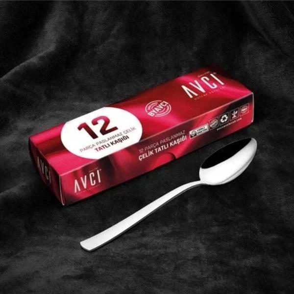 Avcı 415 İstanbul Çelik Tatlı Kaşığı 12'li - Image 1