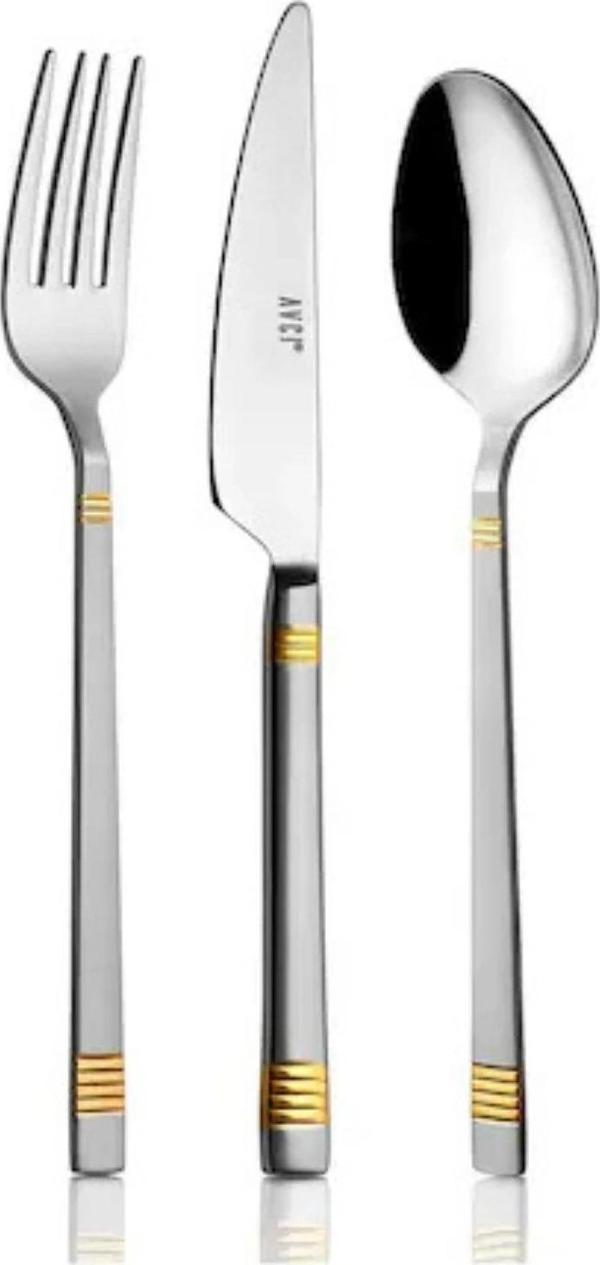 Avcı AVC763 Duru Gold Detaylı Çatal Bıçak Kaşık Takımı 36 Parça - Image 1