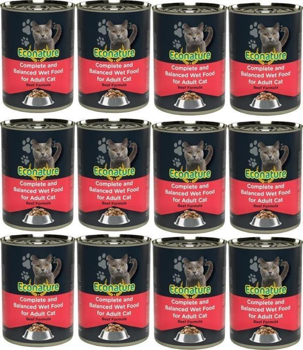 Econature Yetişkin Kedi Sığır Etli 400gr X 12 Adet - Image 1