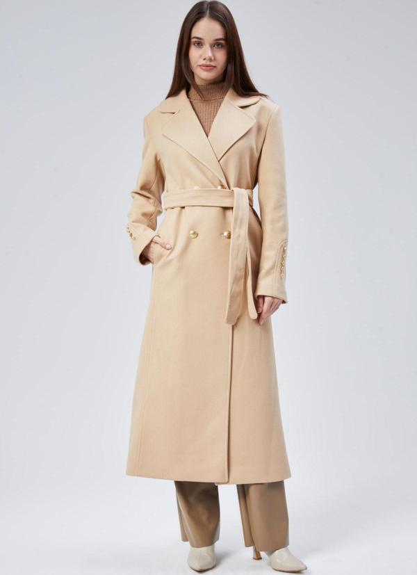 Kadın Kol Düğme Detaylı Regular Astarlı Kaban - Image 1