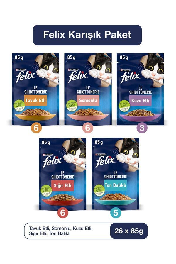 Felix Karışık Paket Pouch Kedi Maması 26 X 85 Gr - Image 1