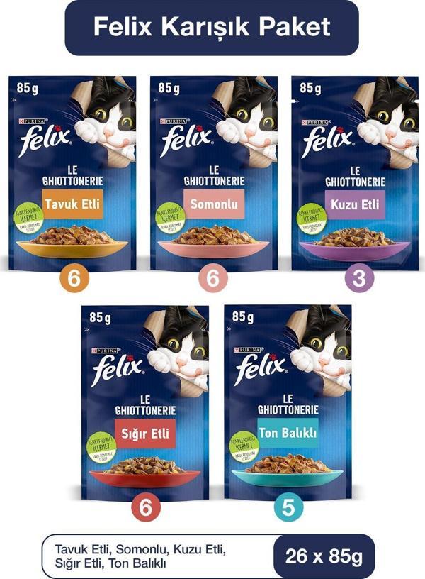 Felix Karışık Paket Pouch Kedi Maması 26 X 85 Gr - Image 1