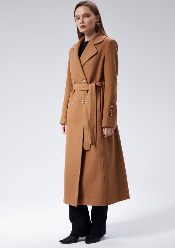 Kadın Kol Düğme Detaylı Regular Astarlı Kaban - Image 1